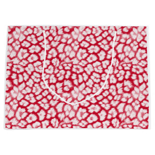 Red and white leopard print large gift bag