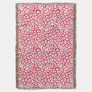 Red and white leopard print throw blanket