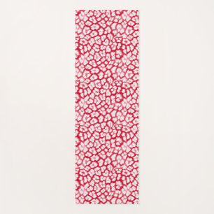 Red and white leopard print yoga mat