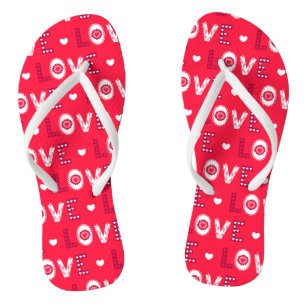Red And White Letters Jandals