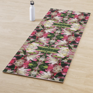 Red And White Lily Flowers Abstract  Yoga Mat