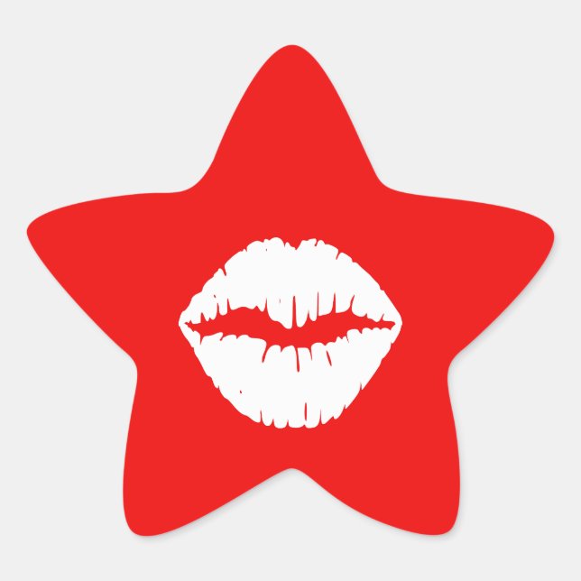 Red and White Lipstick Star Sticker (Front)