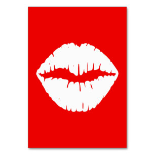 Red and White Lipstick Table Number