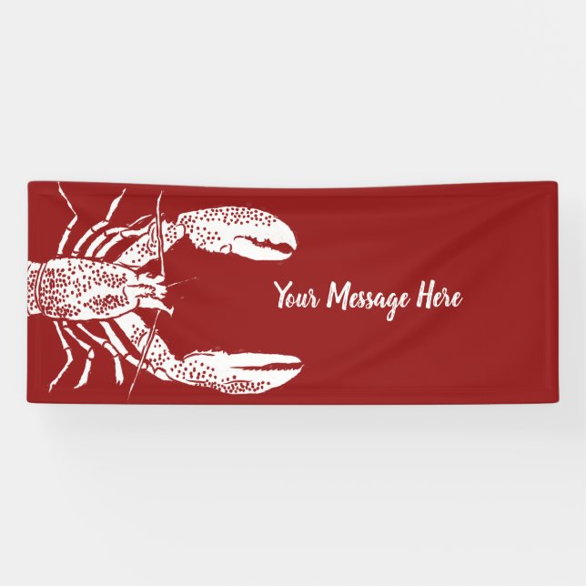 Red and White Lobster Personalised Banner (Horizontal)