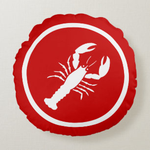 Red and white Lobster Round Cushion