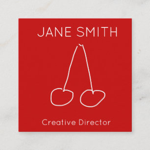 Red and white logo cherry modern creative industry square business card