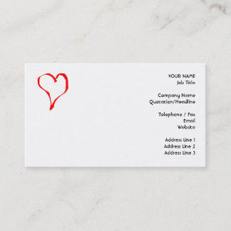 Red and White Love Heart Design. Business Card
