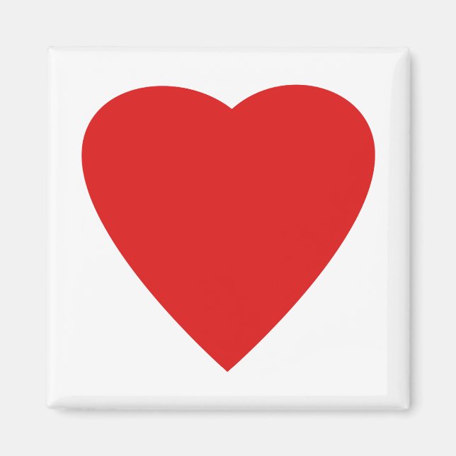 Red and White Love Heart Design. Magnet (Front)