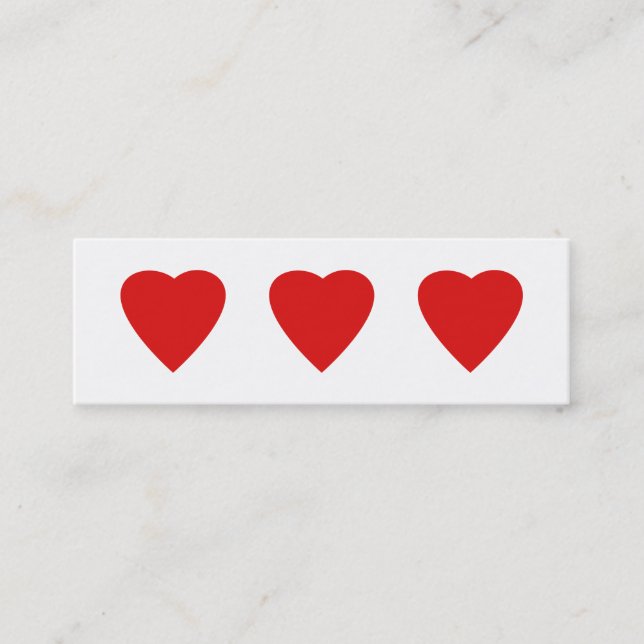 Red and White Love Heart Design. Mini Business Card (Front)