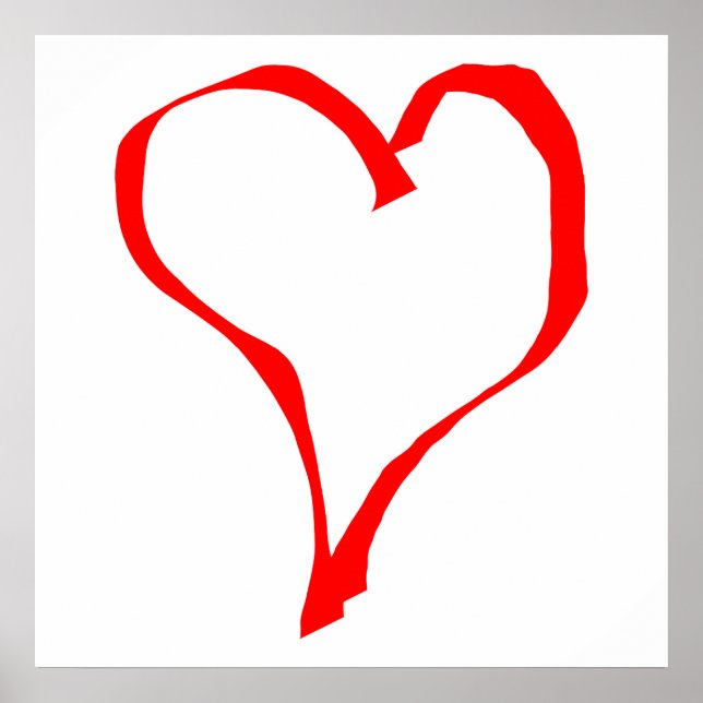 Red and White Love Heart Design. Poster (Front)