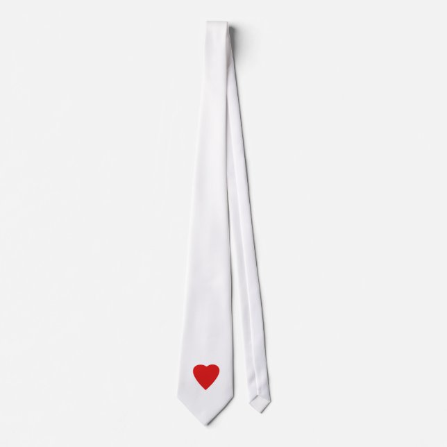 Red and White Love Heart Design. Tie (Front)