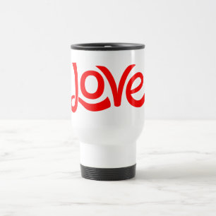Red And White Love Hearts Travel Mug