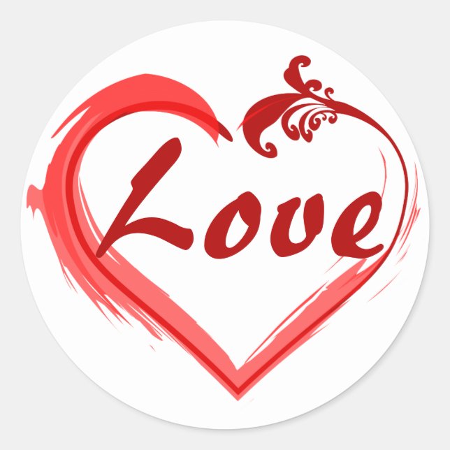Red and White Love in a Heart Sticker (Front)