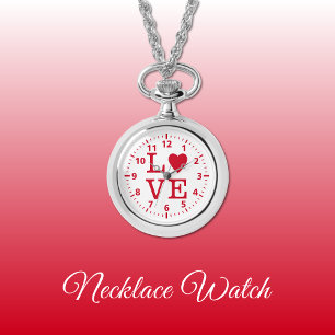 Red and white Love Necklace Watch