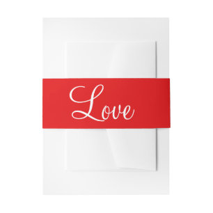 Red And White Love Wedding Belly Band Invitation Belly Band