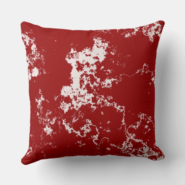 Red and White Marble abstract Cushion (Back)