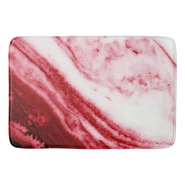 Red and White Marble  Bath Mat (Front)