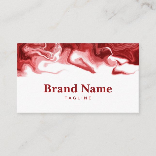 Red and White Marble Business Card (Front)