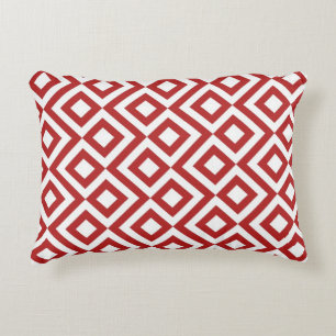 Red and White Meander Decorative Cushion
