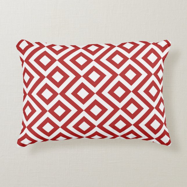 Red and White Meander Decorative Cushion (Front)