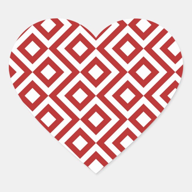 Red and White Meander Heart Sticker (Front)
