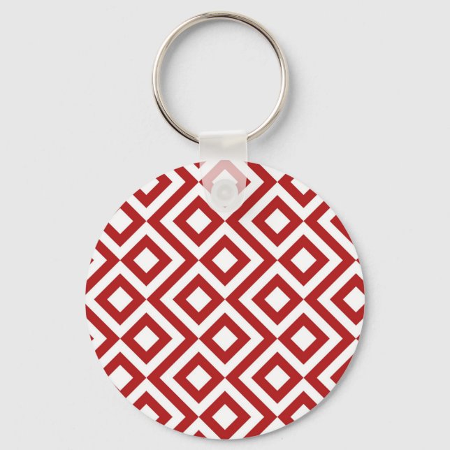 Red and White Meander Key Ring (Front)