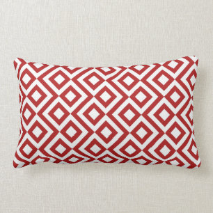 Red and White Meander Lumbar Cushion