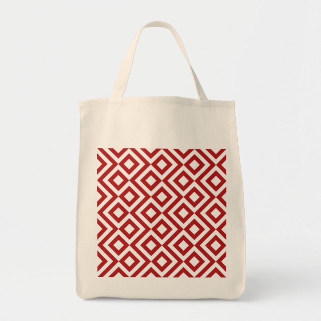 Red and White Meander Tote Bag (Front)