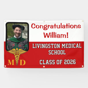 Red and White Medical School Graduation Banner