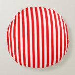 Red and White Medium Size Stripes Round Cushion<br><div class="desc">Red and white medium size stripes pattern,  a simple but elegant design</div>