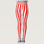 Red and White Medium Size Vertical Stripes Leggings<br><div class="desc">Red and white medium size vertical stripes pattern,  a simple but elegant design</div>