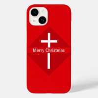 Red and White Merry Christmas Christian Cross