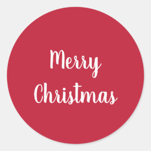 Red and White Merry Christmas Classic Round Sticker