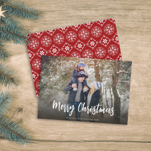 Red and White Merry Christmas Photo Holiday Card