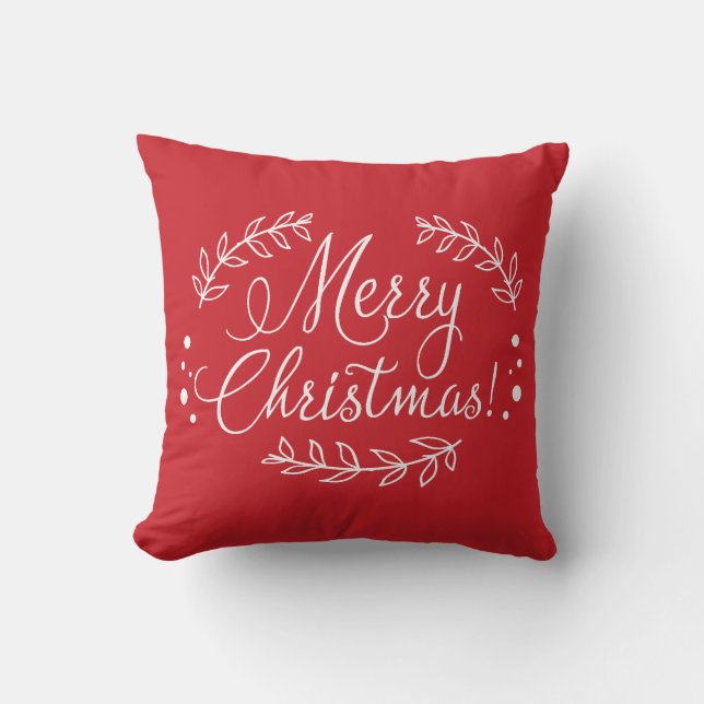 Red and White Merry Christmas Pillow (Front)