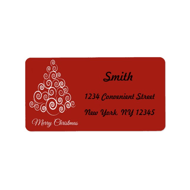 Red and White Merry Christmas Return Address Label (Front)