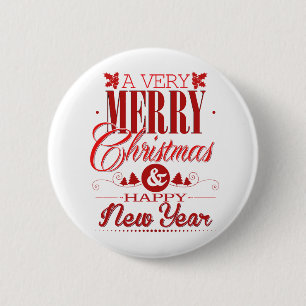 Red and White Merry Christmas Sayings Decor 6 Cm Round Badge