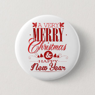 Red and White Merry Christmas Sayings Decor 6 Cm Round Badge