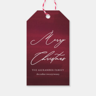 Red and White Merry Christmas Script Gift Tag