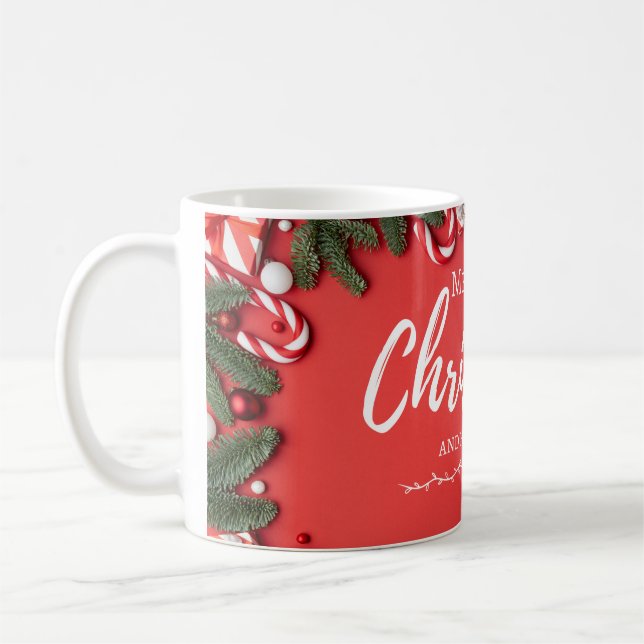 Red and White Minimalist Merry Christmas mug (Left)