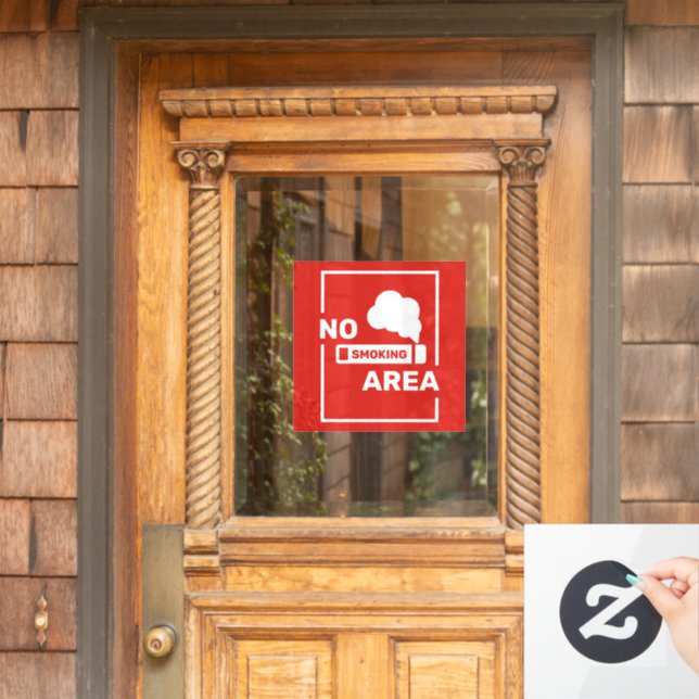 Red and White Minimalist No Smoking Area  (Home Door)