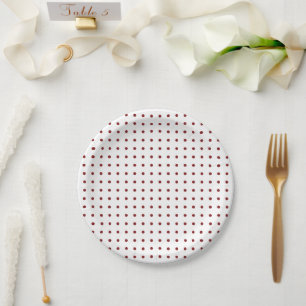 Red and White Minimalist Polka Dots g1 Paper Plate