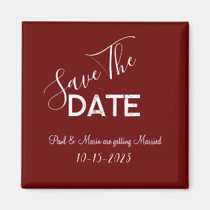 Red and White Minimalist Wedding Save the Date Magnet