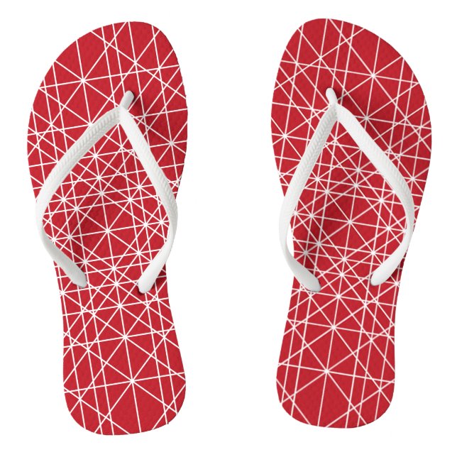 Red and White Miroku Geometric Pattern Jandals (Footbed)