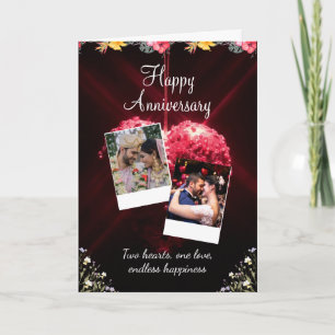 Red and White Modern Happy Anniversary Greeting Card