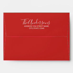 Red and White Modern Holiday Greeting Card Envelope