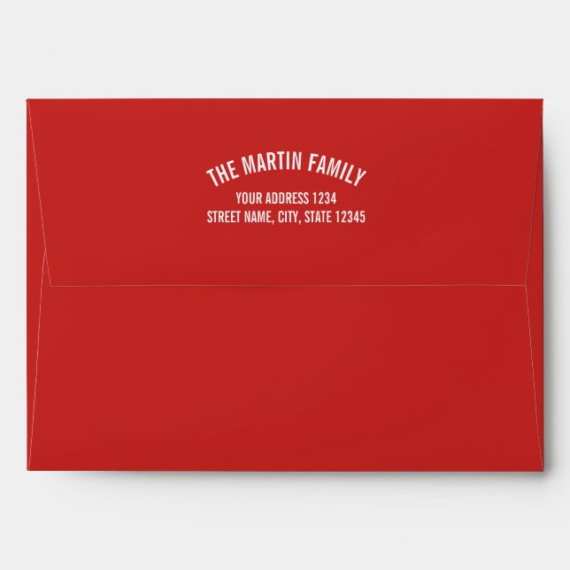 Red and White Modern Holiday Greeting Card Envelopes (Back (Top Flap))