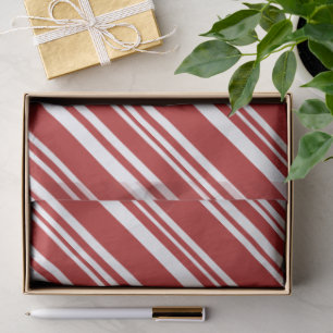 Red and White Modern Peppermint Stripe Tissue Paper