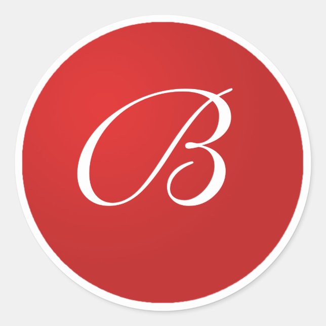 Red and White Monogram B Envelope Seal Stickers (Front)