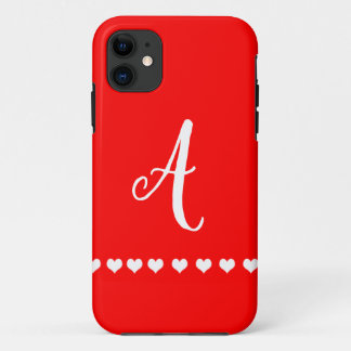 Red and White Monogram Initial Case-Mate iPhone Case